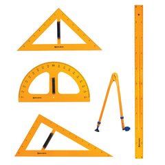 Демонстраційний комплект вимірювальних приладів (лінійка 1м, 2 трикутники, циркуль)